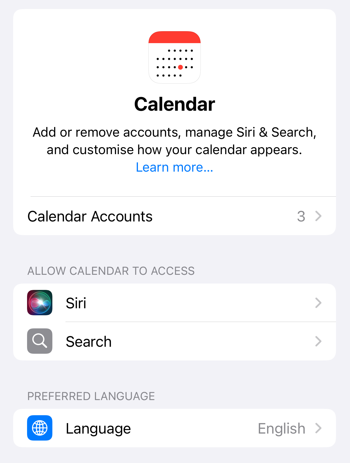 Calendar Account